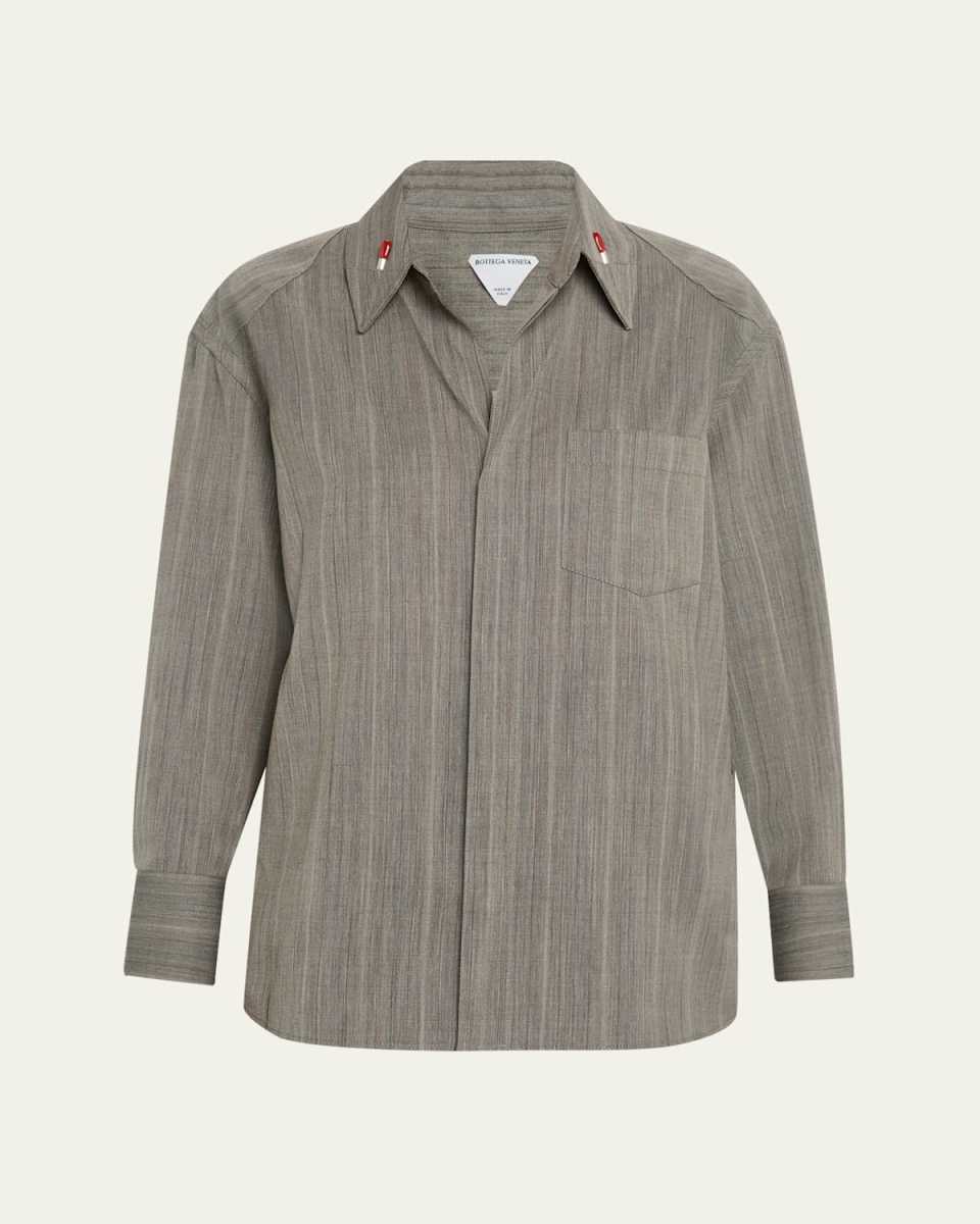 Subtle Stripe Wool Shirt with Enamelled Matchsticks